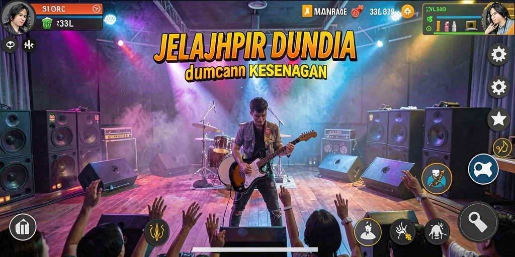 Tangkapan layar dari gameplay 33L yang menampilkan daftar putar musik.