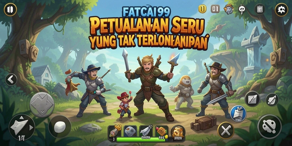 Screenshot gameplay FATCAI99 menampilkan eksplorasi dunia petualangan.