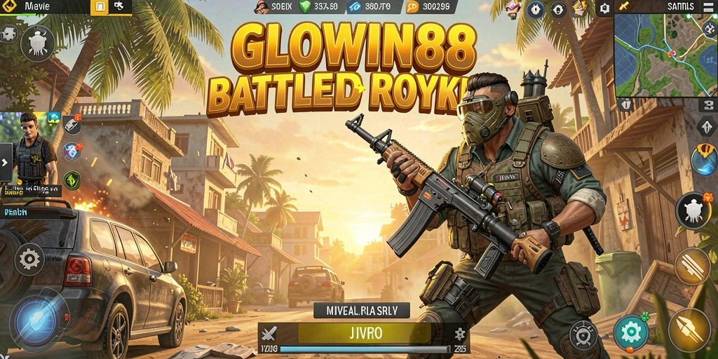 Tampilan gameplay seru dalam GLOWIN88 saat bertempur di arena.