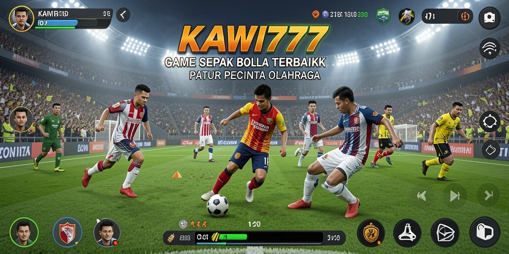 Tampilan gameplay KAWI777 dengan aksi sepak bola yang seru.