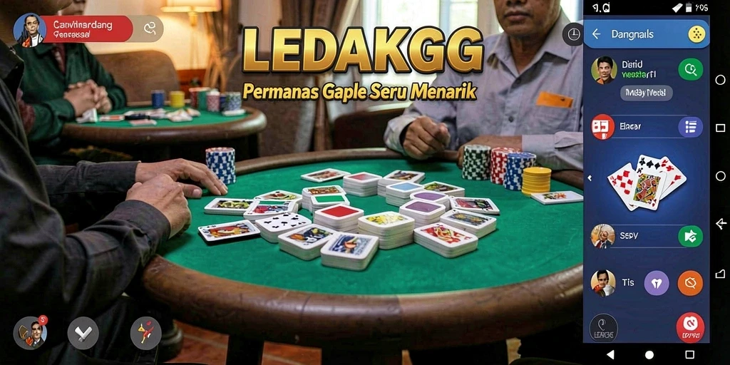 Tampilan gameplay seru dalam aplikasi LEDAKGG Gaple.