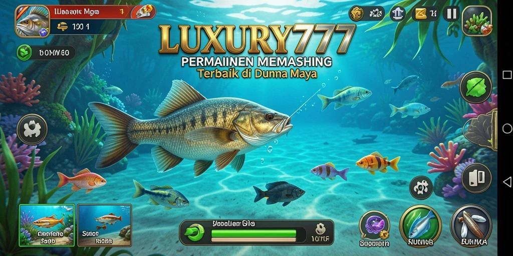 Screenshot LUXURY777 menampilkan pemain yang sedang asyik menangkap ikan di laut yang indah.