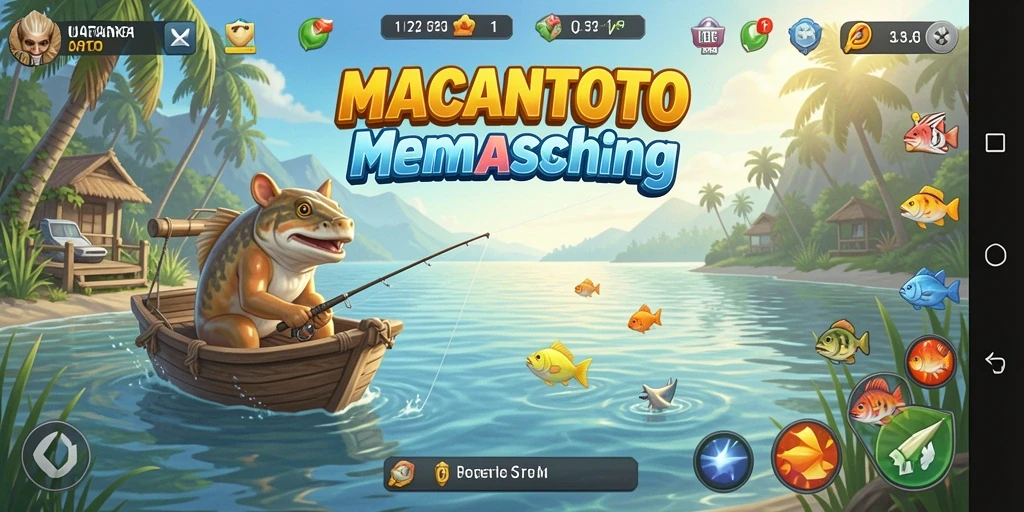 Screenshot gameplay yang menunjukkan momen seru memancing di MACANTOTO.