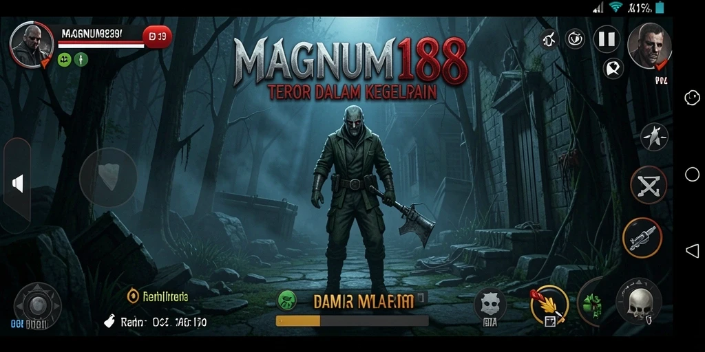 Tampilan gameplay yang menegangkan dalam <strong>MAGNUM188</strong> saat menghadapi makhluk menyeramkan.