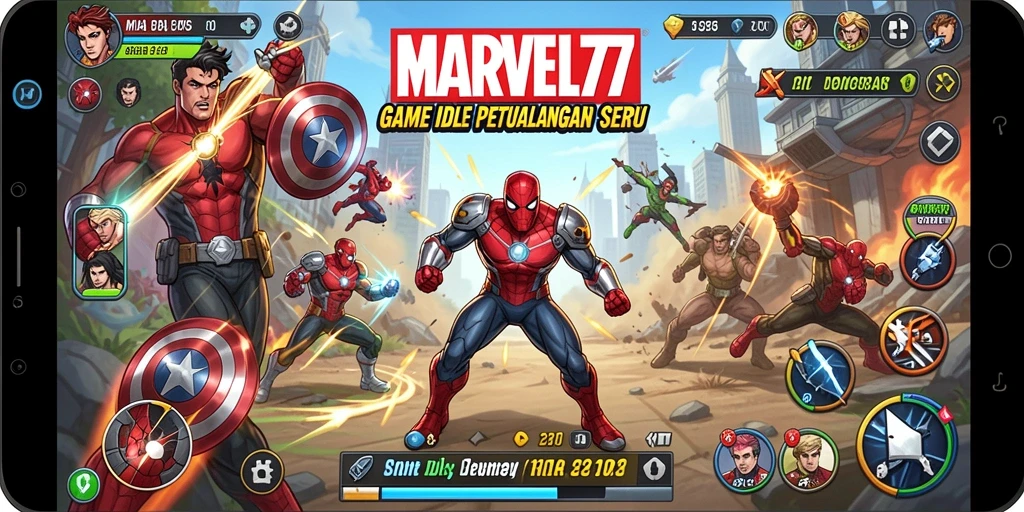 Tampilan gameplay Idle MARVEL77 yang mengasyikkan dan penuh aksi.