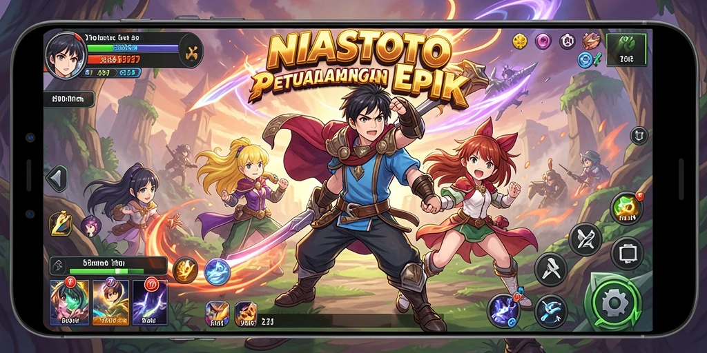 Tampilan gameplay NIASTOTO dengan karakter Anime yang menarik.
