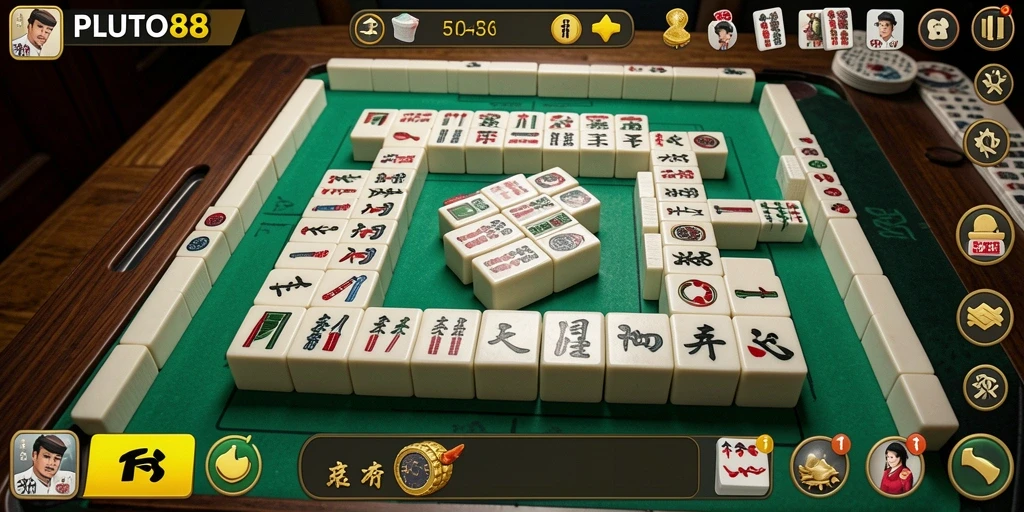 Tampilan gameplay menarik dari PLUTO88 dengan suasana mahjong.
