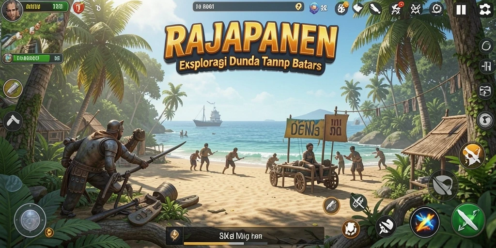 Tangkapan layar utama menunjukkan petualangan mendebarkan di alam <strong>RAJAPANEN</strong>.
