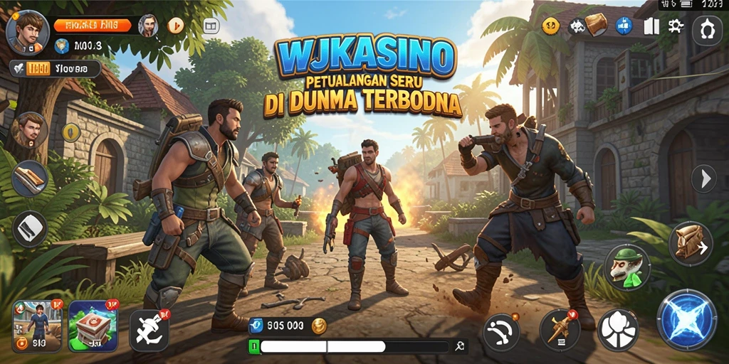 Screenshot gameplay WJKASINO menunjukkan petualangan di dunia terbuka yang menakjubkan.